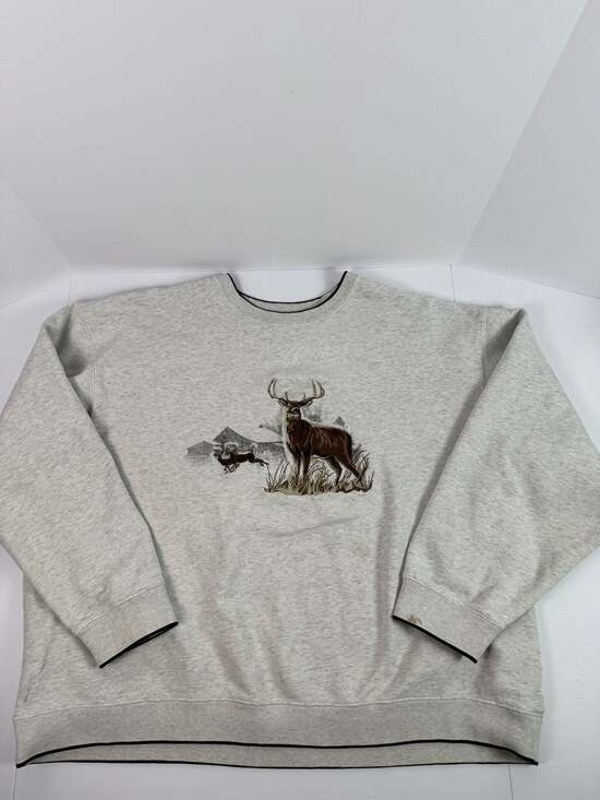 Croft & Barrow Other - Croft & Barrow Embroidered Deer Wildlife Crewneck Sweatshirt Gray Men's XL